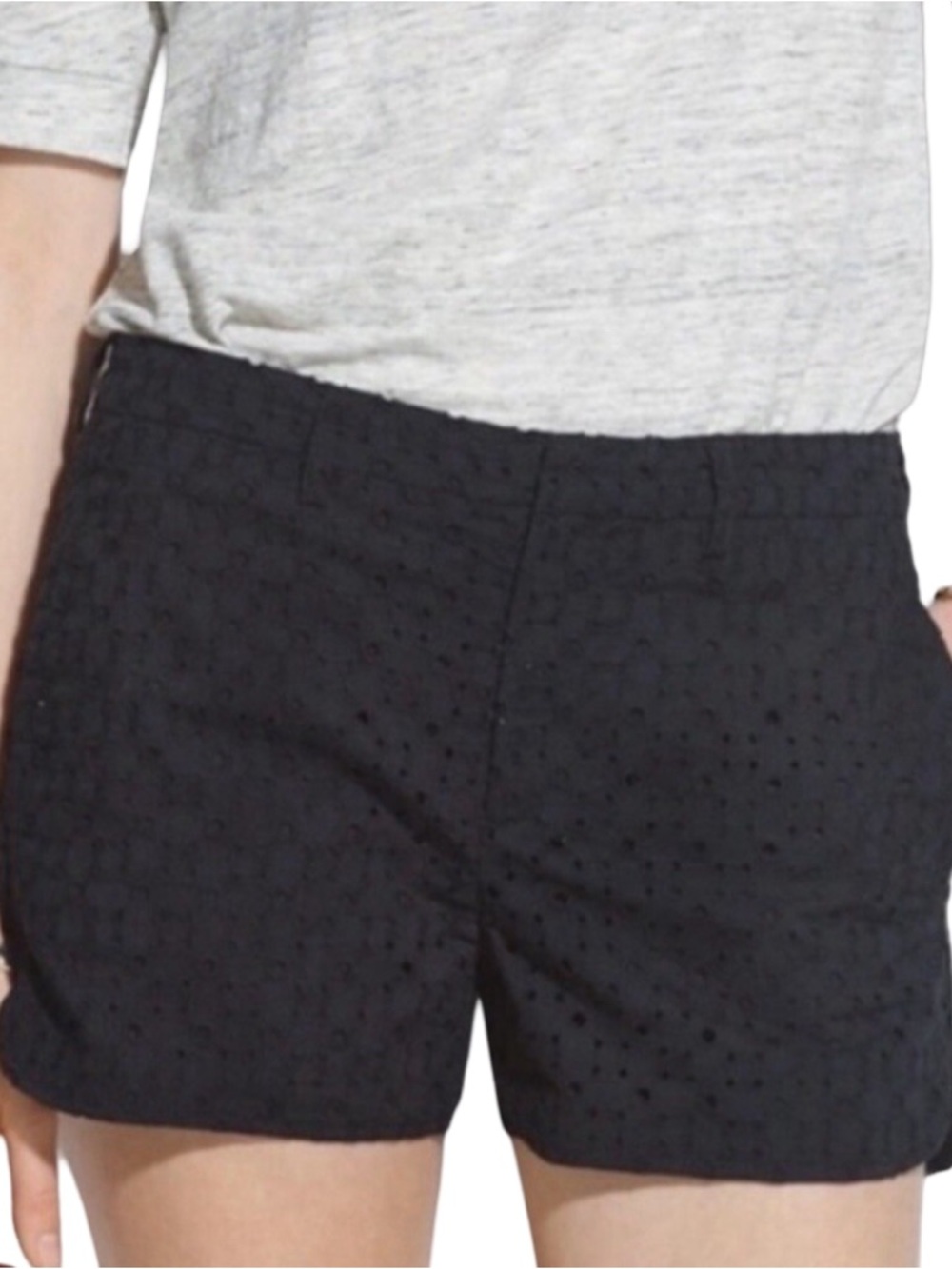 Madewell Women’s Black Eyelet‎ Cotton Shorts Size 12 EUC Preppy Coquette Summer